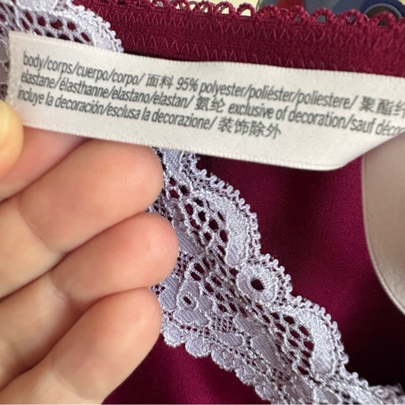 Victoria's Secret Magenta Satin Lace Trim Chemise - Picture 5 of 7